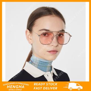 【HENGHA】【พร้อมสต็อก】สไตล์เกาหลีจีเอ็มขนาดใหญ่กรอบโลหะแว่นกันแดดสีลูกอมผู้หญิง / ผู้ชาย