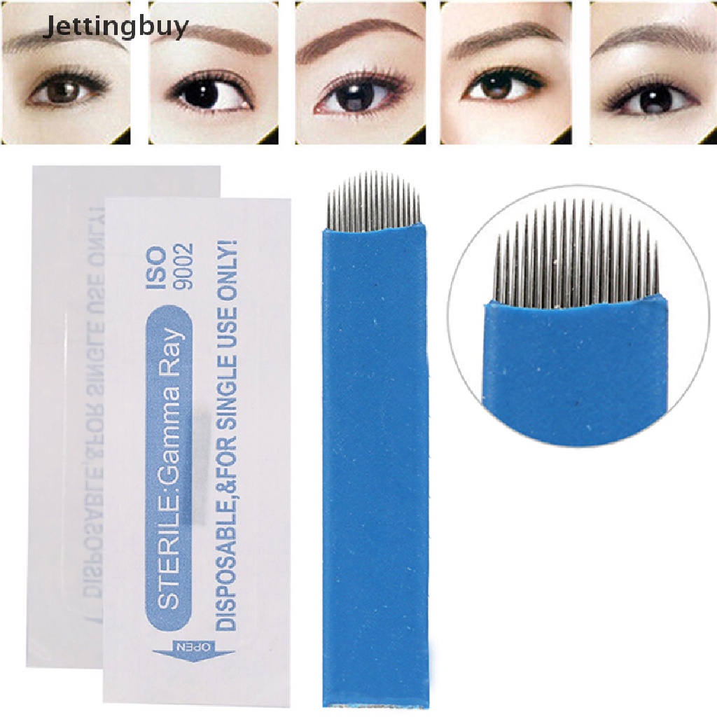 [Jettingbuy] 10/20Pcs Microblading Permanent 3D Makeup Eyebrow Tattoo Needle 18U Pin Blades New Stock #6