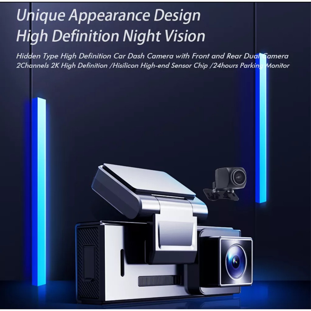 Anytek A16 2K WiFi Dash Cam Night Visionกล้องแดชบอร์ดพร้อมกล้องมองหลังรถยนต์อุปกรณ์เสริม