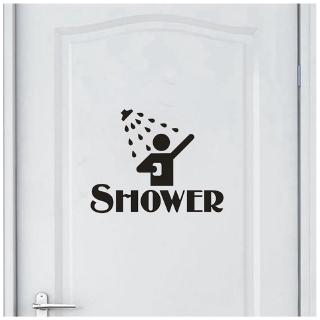 สติกเกอร์ไวนิล ลาย Shower สำหรับติดหน้าห้องน้ำ