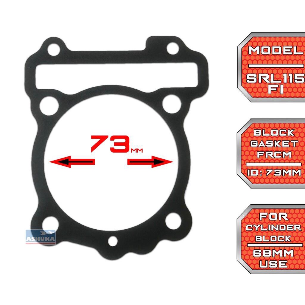 (ขนาดมาตรฐาน / 73mm) SRL115 FI / LAGENDA 115 FI ashuka FRCM BLOCK GASKET 0.4mm terbal