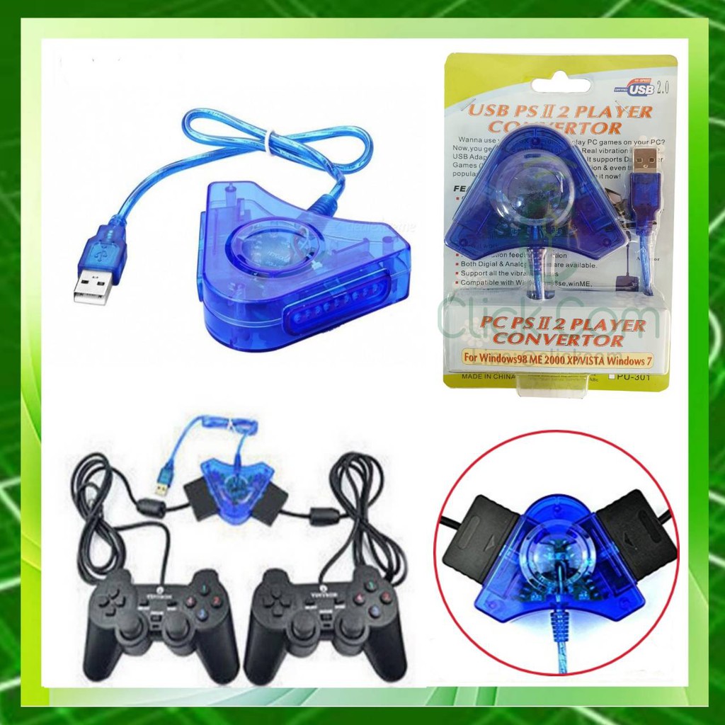 อะแดปเตอร์แปลงสาย USB Controller Gamepad สำหรับ Sony PlayStation 2/PSX/PS1/PS2/Joypad PC USB PS2 Pla