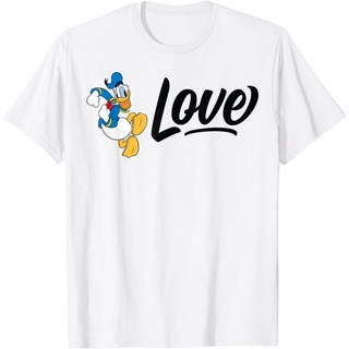 ROUND คอลูกเรือเสื้อยืด พิมพ์ลาย Disney Love Donald Duck-4XL