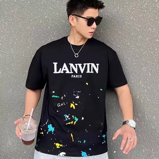 ใหม่ **Lanvin ** เสื้อยืดลําลอง แขนสั้น ปักลายตัวอักษร