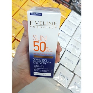 Eveline Sun Protection Whitening Face Cream SPF 50 ☀️🇫🇷#กันแดดพร้อมปรับผิวขาวใส #ไม่มัน