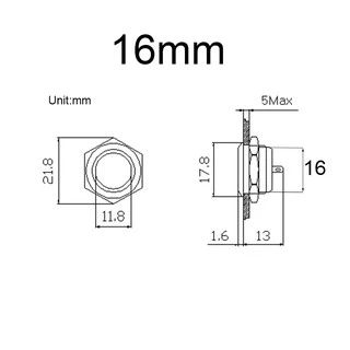 12 มม.16 มม.ไฟฟ้ากันน้ํา 12 V ไฟ Led Momentary สั้น Mini Push ปุ่มสวิทช์สวิทช์ความดัน 220 V 24 V