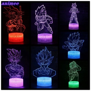 โคมไฟข้างเตียง LED รูป Dragon Ball Son Goku เปลี่ยนสีได้ 7 สี พร้อม G*F