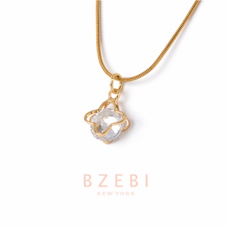 Bzebi สร้อยคอเงิน จี้ใบโคลเวอร์สี่แฉก หรูหรา สไตล์เกาหลี ผู้หญิง เพชร แฟชั่น ทอง สแตนเลส ทองคำแท้ น่ารัก แฟชั่นผู้หญิง 18k สําหรับผู้หญิง 188N