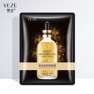 VEZE Gold Hyaluronic Acid Facial Mask_แผ่นมาส์กหน้าเซรั่มทองคำ / 25g