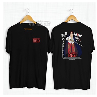 Kaos เสื้อยืดผ้าฝ้าย พิมพ์ลายอนิเมะญี่ปุ่น AKAGAMI SHANKS MOVIE RED Film Onepiece 30s โอเวอร์ไซซ์ สีกาเมฮากิ สําหรับผู้ชาย ผู้หญิง