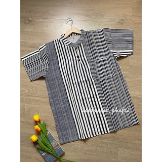 เสื้อพื้นเมืองคอจีน แขนสั้น ผ้าฝ้ายพิมพ์ลาย