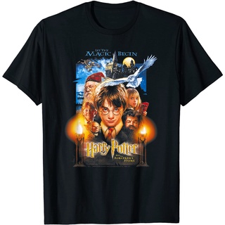 เสื้อยืดโอเวอร์ไซส์เสื้อยืด พิมพ์ลายโปสเตอร์ภาพยนตร์ Harry Potter สําหรับผู้ใหญ่S-3XL