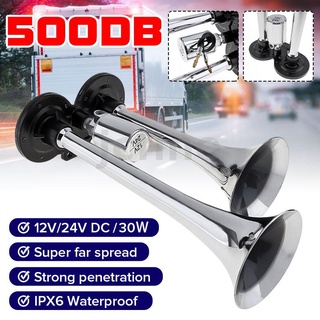 500DB Dual Trumpet Air Horn Compressor สำหรับ 12V / 24V Van Train รถ Truck Boat