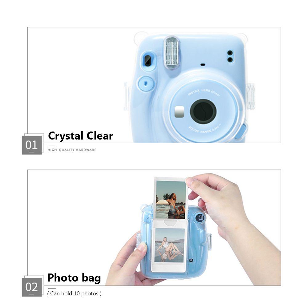 Dealshop ฝาครอบกล้องสติกเกอร์กันกระแทกสายคล้องไหล่เกราะป้องกันสําหรับ Fujifilm Instax Mini 11