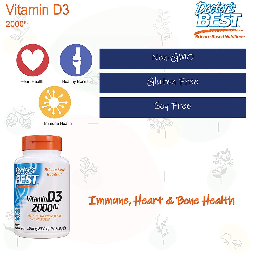 วิตามินดีสาม Vitamin D3 2,000 IU 180 Softgels (Doctor's Best®) - รูปที่ 6
