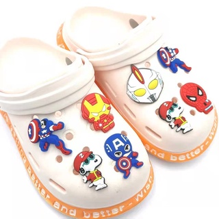 The Avengers Ultraman crocks jibitz Charm Set Pins for Kids รองเท้าแตะตกแต่ง คุณภาพสูง #Cod