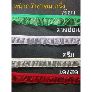 ลูกไม้ระบายยืด หน้ากว้าง1ซม.1/2 (มีให้เลือก4สี) ราคา20บาท/หลา