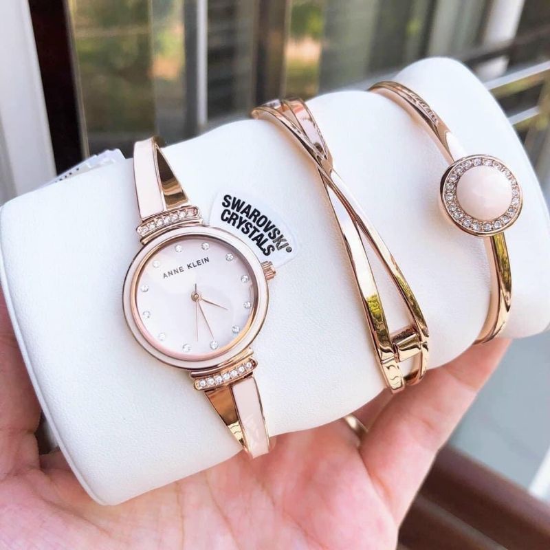 🦋แท้💯 พร้อมส่ง🦋นาฬิกา Anne Klein Juego de reloj y pulsera de cristal para mujer ✅Style: AK/3292LPST 