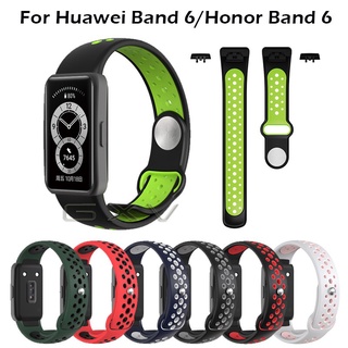 สายนาฬิกาข้อมือซิลิโคนระบายอากาศสําหรับ Huawei Band 6 Honor Band 6