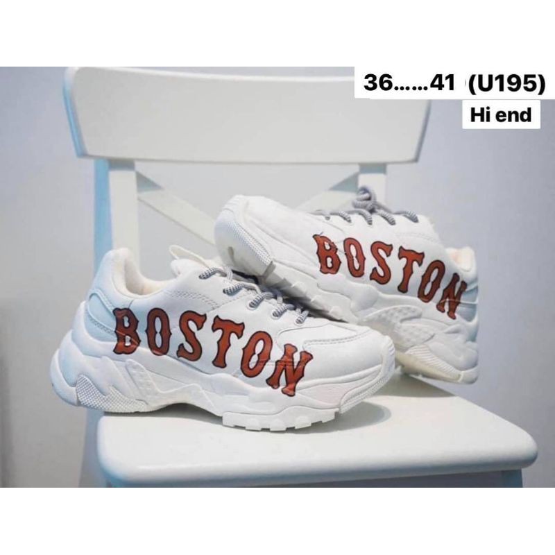(💘ถูกที่สุด)Boston MLB รองเท้าผ้าใบสุดฮิต สีครีมนิดๆ พร้อมกล่องสินค้า+ถุง