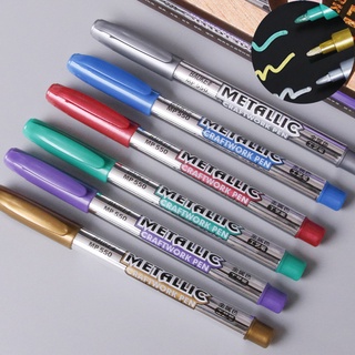 6 สี ปากกามาร์กเกอร์ สีเมทัลลิก สีทอง สีเงิน สําหรับสมุดภาพ DIY