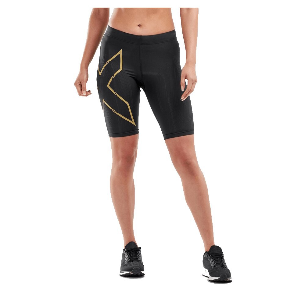 2XU MCS Run Compression Short Women black/Gold  Reflective  **with Box**  กางเกงรัดกล้ามขาสั้น รุ่น 