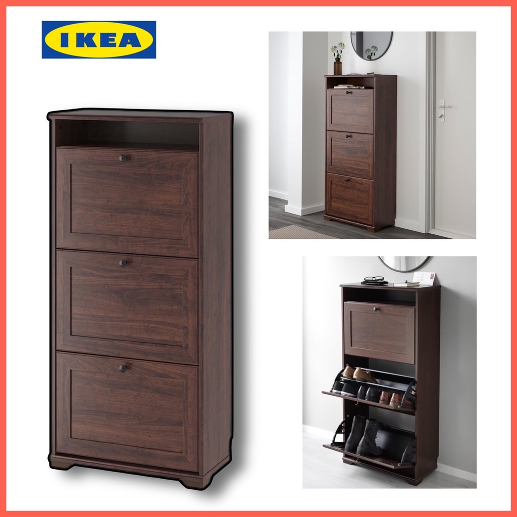 IKEA BRUSALI บรูสซาลี ตู้รองเท้า3ช่อง ขนาด61x30x130 ซม. ปรับความสูงของชั้นวางให้เหมาะกับขนาดรองเท้าไ