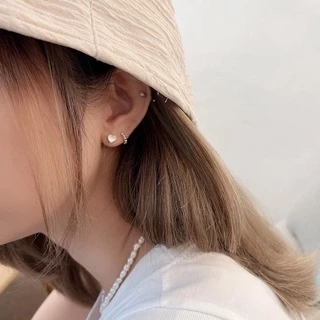 Suwann.na [ราคาต่อคู่] ต่างหู ต่างหูเงินแท้ หัวใจเปลือกหอย