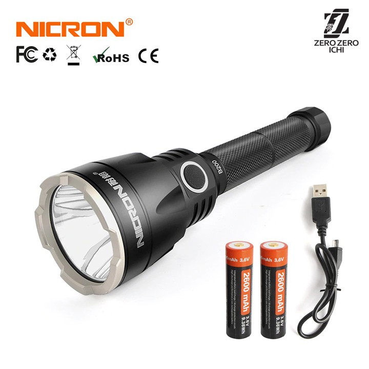NICRON ไฟฉายยุทธวิธีสว่างเป็นพิเศษ 1000LM ระยะทางไกล 536m ไฟฉาย LED กันน้ํา IP68 B200