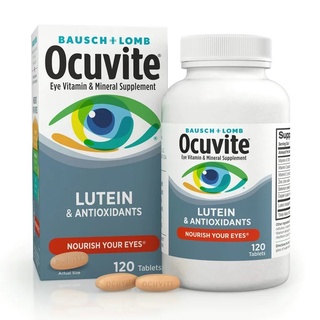 บำรุงสายตา Ocuvite วิตามินและแร่ธาตุเสริม ผสมลูทีน 120 เม็ด วิตามินบำรุงสายตา ทานได้ทั้งวัยทำงาน ผู้สูงอายุ