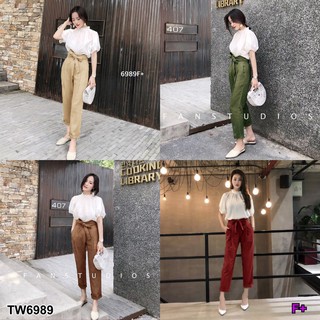 👗Pfashion [ส่งไว!!🚛] P6989  Set เสื้อแขนตุ๊กตา+กางเกงขายาวผูกเอว  Set of doll sleeves + long pants with waist