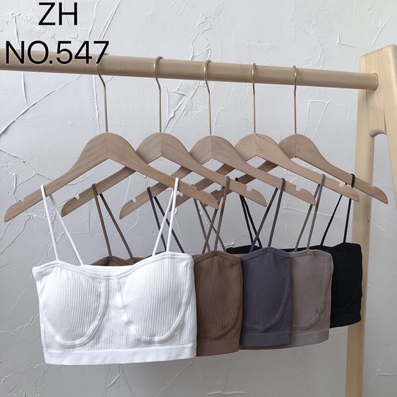 เสื้อครอป 🆕บราสายเดี่ยวสไตล์เกาหลี ผ้าทอร่อง ZH.547 - รูปที่ 6