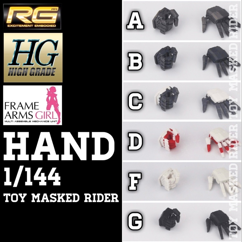 ชุดแต่งมือกันดัมขยับนิ้วได้ Gandam Hand For RG HG 1/144  1 ชุดได้มือ ซ้าย-ขวา ขยับนิ้วได้ มี 6 แบบให