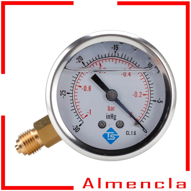 [ALMENCLA] มาตรวัดสูญญากาศ , - &-30-15Hg , -1- -30-30hg/psi 1/4 BSP Bottom