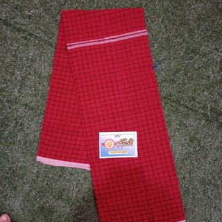 ผ้าโสร่งมอญลายมอญสีแดง