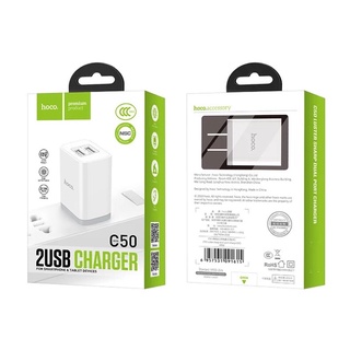 Hoco หัวชาร์จ ปลั๊กชาร์จ รุ่น C50 C39 C80 2USB ใช้ดี ทนทาน Luster Sharp Dual Port Charger