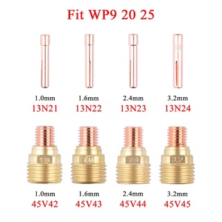 คอลเล็ตเลนส์แก๊ส ขนาดเล็ก 1.0 1.6 2.4 3.2 มม. 13N21 13N22 13N23 13N24 45V42 45V43 45V44 45V45 สําหรับไฟฉาย TIG WP9 20 25