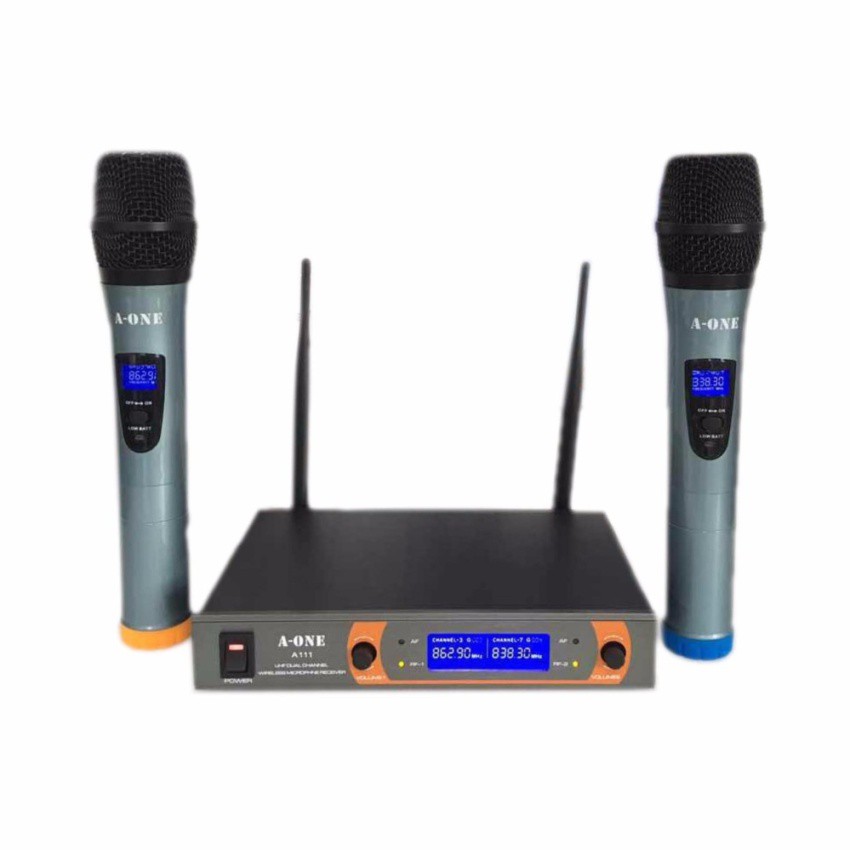 Aone UHF Wireless Microphone ไมค์ลอยคู่ ไมค์ลอยไร้สาย ไมโครโฟน เครื่องเสียง A-ONE M-2002