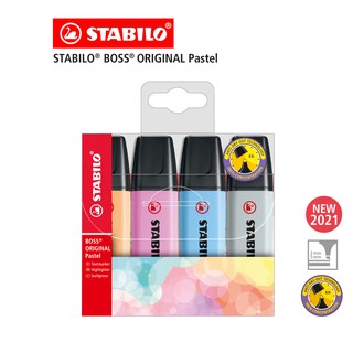 [Official Store] STABILO สตาบิโล Boss Original Pastel in Wallet ปากกาไฮไลท์ ปากกาเน้นข้อความ สีพาสเทล 4 สีสีละ 1 ด้าม