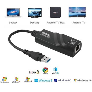 USB 3.0 to 10/100/1000 Gigabit RJ45 Ethernet LAN Network Adapter 1000Mbps