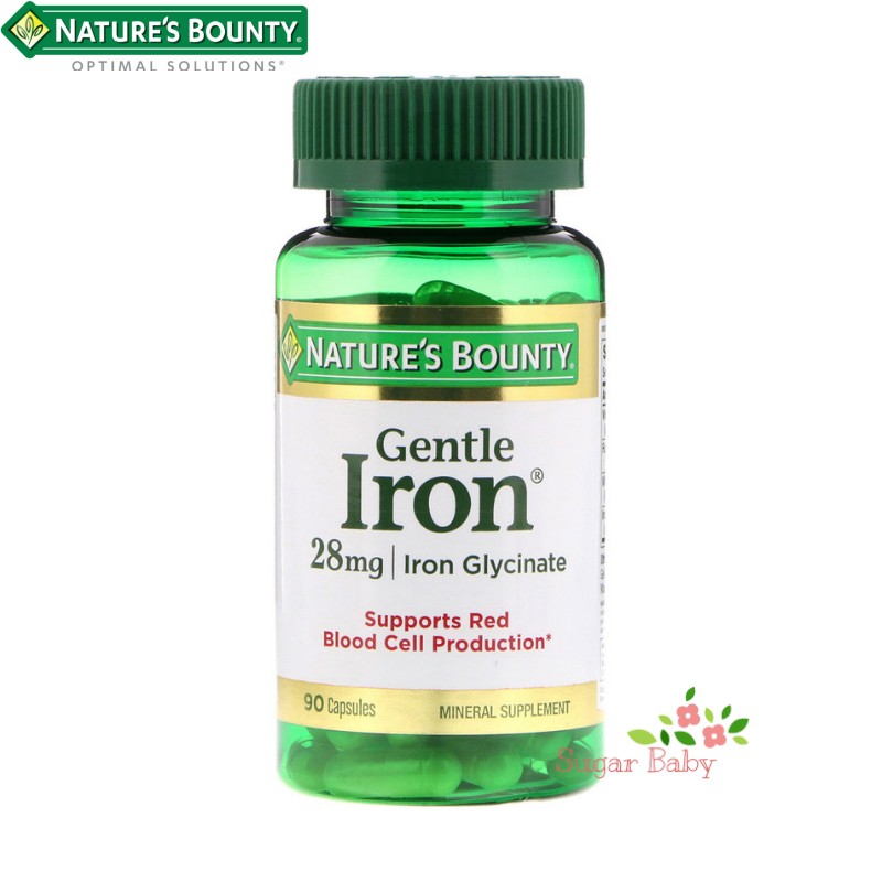 Nature's Bounty Gentle Iron 28 mg 90 Capsules วิตามินเสริมธาตุเหล็ก