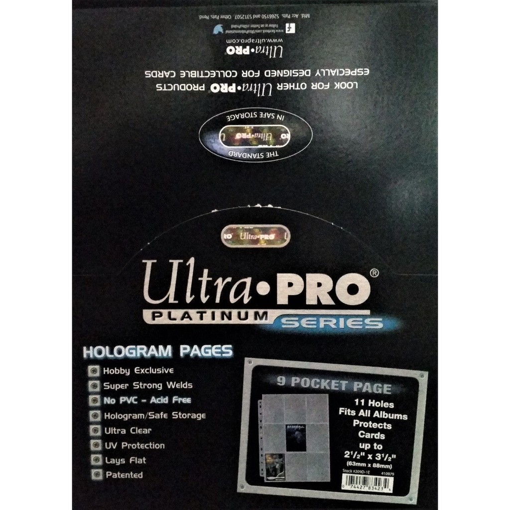 Trading Card Pages 10 Ultra Pro 9-Pocket Platinum Heavy Duty - 3-Ring Binder Sheets Standard Size Card Protector Sheets - Foto 8