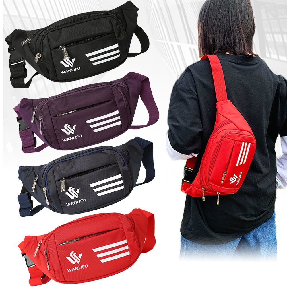 (w78)กระเป๋าคาดอกคาดเอว ผ้าหนา4ซิป จุของได้เยอะ bagdance