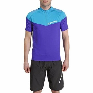 ALL SPORT เสื้อปั่นจักรยานเสือภูเขาแขนสั้น 500 (สีฟ้า)