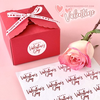 สติกเกอร์ Happy Valentine Day ขาวแดง 48 ดวง / sticker สติ้กเกอร์ ตกแต่ง สติ๊กเกอร์ วาเลนไทน์ รัก