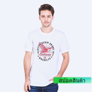 ขอแนะนำ [COD]  เสื้อยืดแขนสั้น รุ่น WR S171R201 WHITE แรงเลอร์ เสื้อยืดแขนสั้นผู้ชาย เสื้อยืดแขนสั้น เสื้อผ้าผู้ชาย