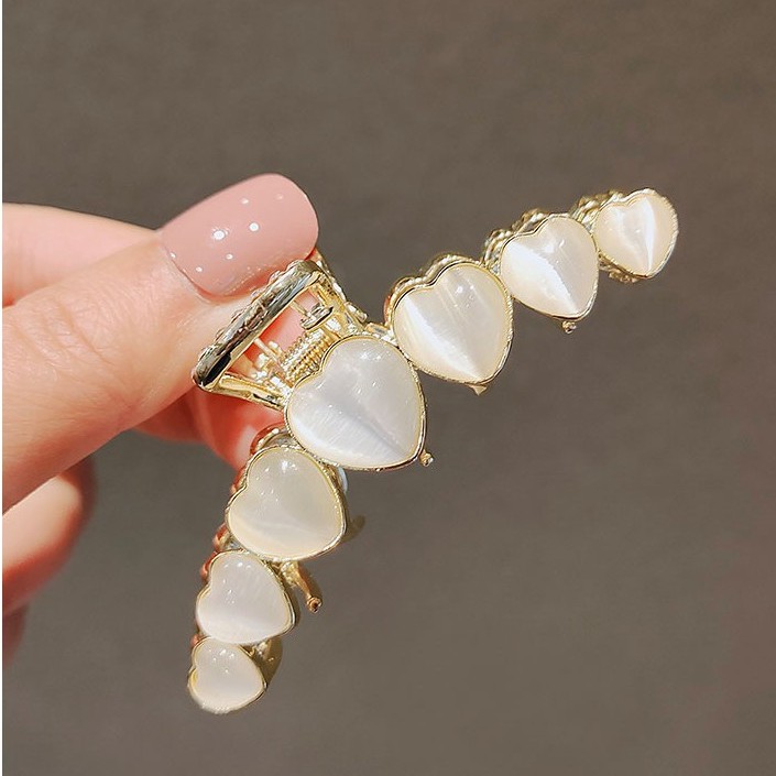 love hair clip cat's eye stone กิ๊บหนีบผมรูปหัวใจ เป็นหินตาแมว แวววาว สวยมาก งานดี กิ๊บติดผม ยางรัดผม
