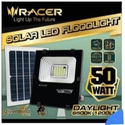 (ส่งฟรี) สปอร์ตไลท์ แอลอีดี โซล่าเซลล์ 50 Watt (Solar LED Floodlight RACER) ยี่ห้อเรเซอร์