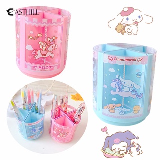 Easthill Sanrios My Melody Cinnamoroll Kuromi Hellokittys ขนาดใหญ่ จุของได้เยอะ หมุนได้ สําหรับเก็บแปรงแต่งหน้า เครื่องเขียน ปากกา