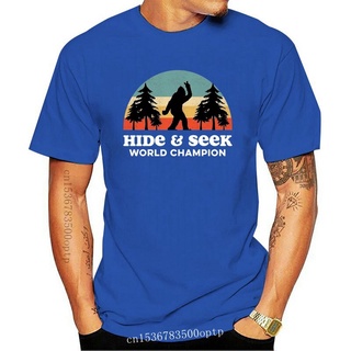 เสื้อยืดผ้าฝ้ายพิมพ์ลายขายดี เสื้อยืดแขนสั้น พิมพ์ลายกราฟฟิค Bigfoot Hide And Seek World สไตล์วินเทจ แฟชั่นเรโทร สําหรับ